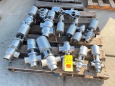 Assorted Waukesha Cherry-Burrell, Tri-Clover and Alfa Laval 3-Way and 2-Way S/S Air Valves, Clamp
