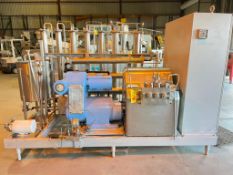 Cherry-Burrell Skid, Mounted Unitherm XXI, S/N: 425 with (7) Tubes, Stellar Flo Pump, Model: SS-1000