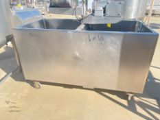 Approximately 150 Per Compartment, (2) Compartment Jacketed S/S Portable Tank with Dual Agitation