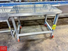 S/S Work Table Mounted On Casters, Dimensions = 4' x 30
