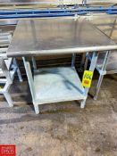 S/S Work Table with Round Edges and Under Shelf, Dimensions = 30