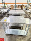 Assorted S/S Top Tables with Undershelf, Dimensions = up to 31