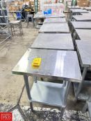 Assorted S/S Top Tables with Undershelf, Dimensions = up to 24