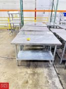 Assorted S/S Top Tables with Undershelf, Dimensions = 24