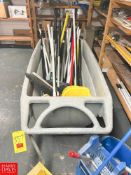 Assorted Brooms, Scrub Brushes, Dust Pans, Mops, Mop Buckets and Mobile Trash Bin - Rigging Fee: $75