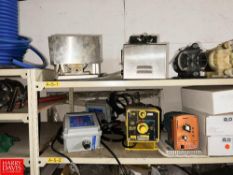 Assorted Valve Parts, Motors, Door Hardware, Vitamin and Diaphragm Pumps and Parts, Hoses