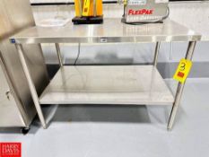 S/S Table with Shelf, Dimensions = 4' x 30