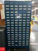 Assorted Hardware, Including: Nuts, Bolts, Washers, Screws and 108-Drawer Parts Cabinet, Dimensions