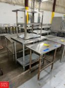 S/S Tables, (3) with Shelves, Dimensions = up to 3' x 2' - Rigging Fee: $100