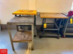 (3) Tables, Including: (2) Mobile Wood Block and other, Dimensions = 3' x 30