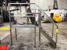 S/S Framed Platform with Stairs and Handrail, Dimensions = 4' x 2', S/S Table with Shelf, Dimensions