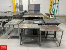 Tables, (4) with Shelves, Dimensions = up to 3' x 28