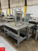 S/S Topped Tables, (3) with Shelves, Dimensions = up to 4' x 30