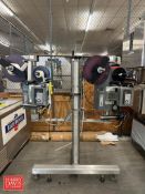 ID Technology Dual S/S Labeler, Model: 252, Mounted on Portable S/S Base (Location: Le Mars, IA)