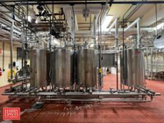 Sani-Fab S/S (4) 300 Gallon Tank CIP Skid with (2) Fristam Centrifugal Pumps and (2) 6' S/S Shell