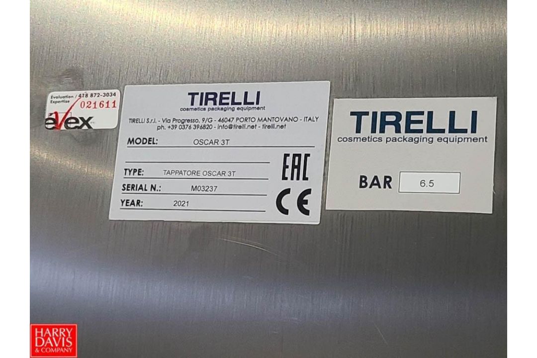 2021 Tirelli S/S Pump/Capper, Model: Oscar 3T, S/N: M03237 with Change Parts and Trio-Pac Power - Image 5 of 12