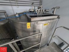 3,000 Gallon (11,350 Liter) Cone-Bottom Jacketed S/S Dimple Mixing Tank with Mix Agitator