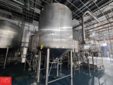 APV 1,500 Gallon (5,300 Liter) Dome-Top, Cone-Bottom S/S Tank, Model: CC, S/N: K-2093 with Spray