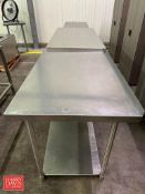 S/S Work Tables, 4’ x 30