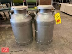 10 Gallon S/S Milk Cans with Lids - Rigging Fee: $50