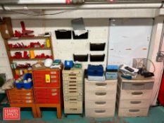 Assorted Hardware, (3) Dyna Systems 4-Drawer Boxes and other Hardware Cabinets, Lock-Out/Tag-Out Equ
