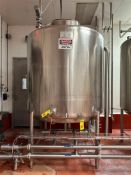 Walker 1,000 Gallon Dome-Top Dish-Bottom 316L S/S Tank, Model: PZ-SP, S/N: 8758 with Level Sensor