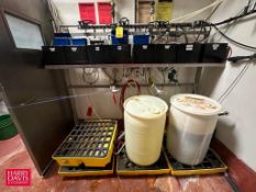 Assorted Chemical Storage Containers, Digital Displays, S/S Storage Shelf: 7’ x 10