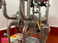 (2) Enerquip 7' S/S Shell & Tube Heat Exchangers with Steam Valves and S/S Rack