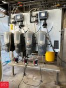Chemical Rack with (4) Chemical Dispensers, (3) Metering Pumps, (2) Digital Displays