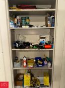 Assorted Boiler Parts, Including: Hoses, Marine Grease Tape, Hand Tools, Hardware and Cabinet