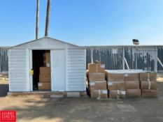 Aluminum Sided Shed: 10' x 8' x 6' with Assorted Air Filters, Brooms and Hoses