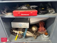 Foreman's Desk with Drawer, Cabinet with Contents, Including: Pump Parts, Flanges, Socket Set Screws