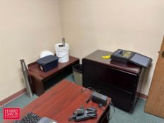 L-Shaped Desk, 2-Chairs, Lateral File Cabinet, Side Table and White Board - Rigging Fee: $450