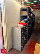 Conveyor Rollers, Conduits, Parts Drawers and (3) Steel Shelving - Rigging Fee: $250