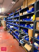 Pressure Gauges, Valve, Solenoid Parts, Springs, Gaskets, Belts, Agitator Scrapers and (6) Shelves