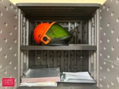 Poly Wall-Mounted Cabinets with Safety Masks and Electrical Parts - Rigging Fee: $100