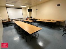 (7) Folding Tables, (30) Folding Chairs, White Board and Display Board - Rigging Fee: $400