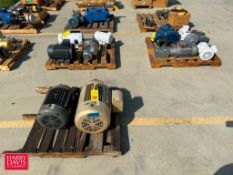 (8) Motors: up to 25 HP, Including: NEW Baldor 1 HP 1,750 RPM Motor, Pump and (3) Right Angle Gear