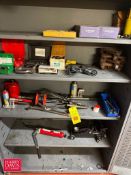 Assorted Parts, Including: Punch Kit, Skates, Husky Portable Floor Jack, Grease Gun, Jacks, Tap Set