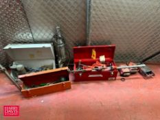 Clamps Jacks, Porter Cable Portable Band Saw with Case, (2) Tool Boxes and Trucks