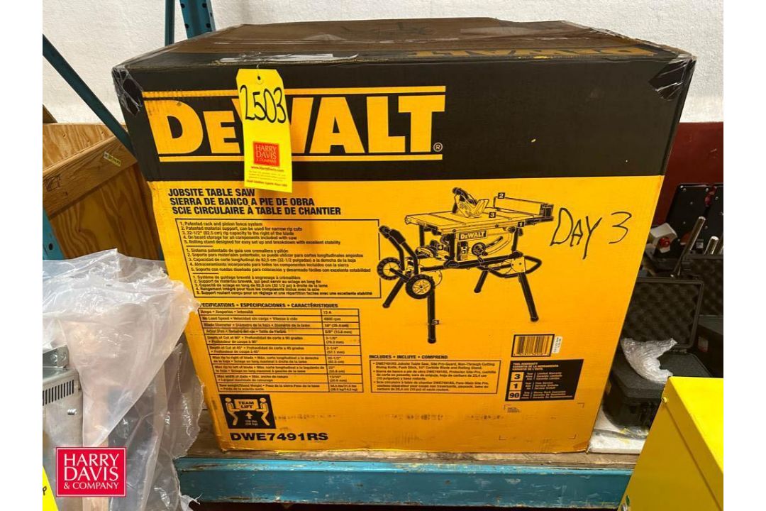 NEW DeWalt 10” Table Saw - Rigging Fee: $100