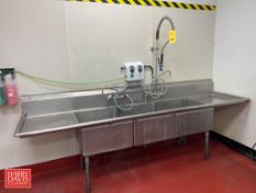 3-Compartment S/S Sink with Sprayer Faucet and Wings - Rigging Fee: $150