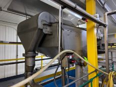 S/S Blower Water Fall Transfer Conveyor, with Aprox. 29” W Belt, with Drive & S/S Cover (LOCATED