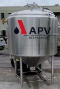 APV Crepaco 1,000 Gal. Steam Jacketed Cone-Bottom S/S Processing Tank with Scrape Surface Mixing, 75