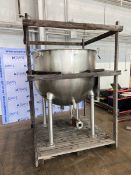 Groen 300 Gal. S/S Kettle,M/N RA-300, MAX. W.P. 125 P.S.I. @ 353 F, NAT'L BD #: 65971, Mounted on