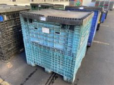 Lot of Assorted 10” Aluminum Bottoms,with Aprox. 48” L x 45” W x 49” H Plastic Bin with Lid (INV#