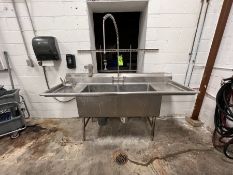 2-BOWL S/S SINK, APPROX. DIMS: 84 IN. L X 28 IN. W X 38 IN. TALL, APPROX. BOWL DIMS: 24 IN. L X 24
