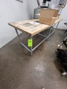 WOOD TOP BAKERY TABLE, 96 IN. L X 30 IN. W X 33 IN. H