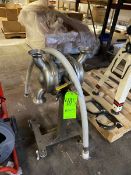 S/S DIAPHRAM PUMP, WITH (4) CLAMP TYPE INLETS/OUTLETS, WITH TRANSFER HOSE, MOUNTED ON S/S FRAME (LOC