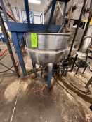 GROEN 100 GAL. S/S KETTLE, 100 PSI W.P., MOUNTED ON MILD STEEL LEGS, INCLUDES CENTRIFUGAL PUMP (